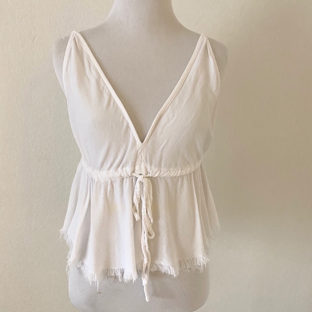 Brandy Melville Crop Tank White V-Neck One Size